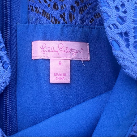Lilly Pulitzer Alexa Shift Dress in Beckon Blue Lace Size 6 - Picture 7 of 7